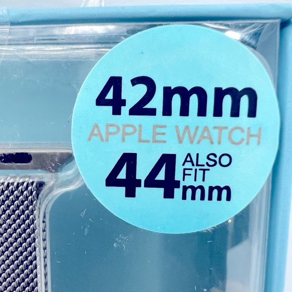 APPLE WATCH BAND, MAGNETIC FASTENER, SILVER COLOR, FITS 42mm-44mm, METAL, UNISEX - Picture 5 of 14